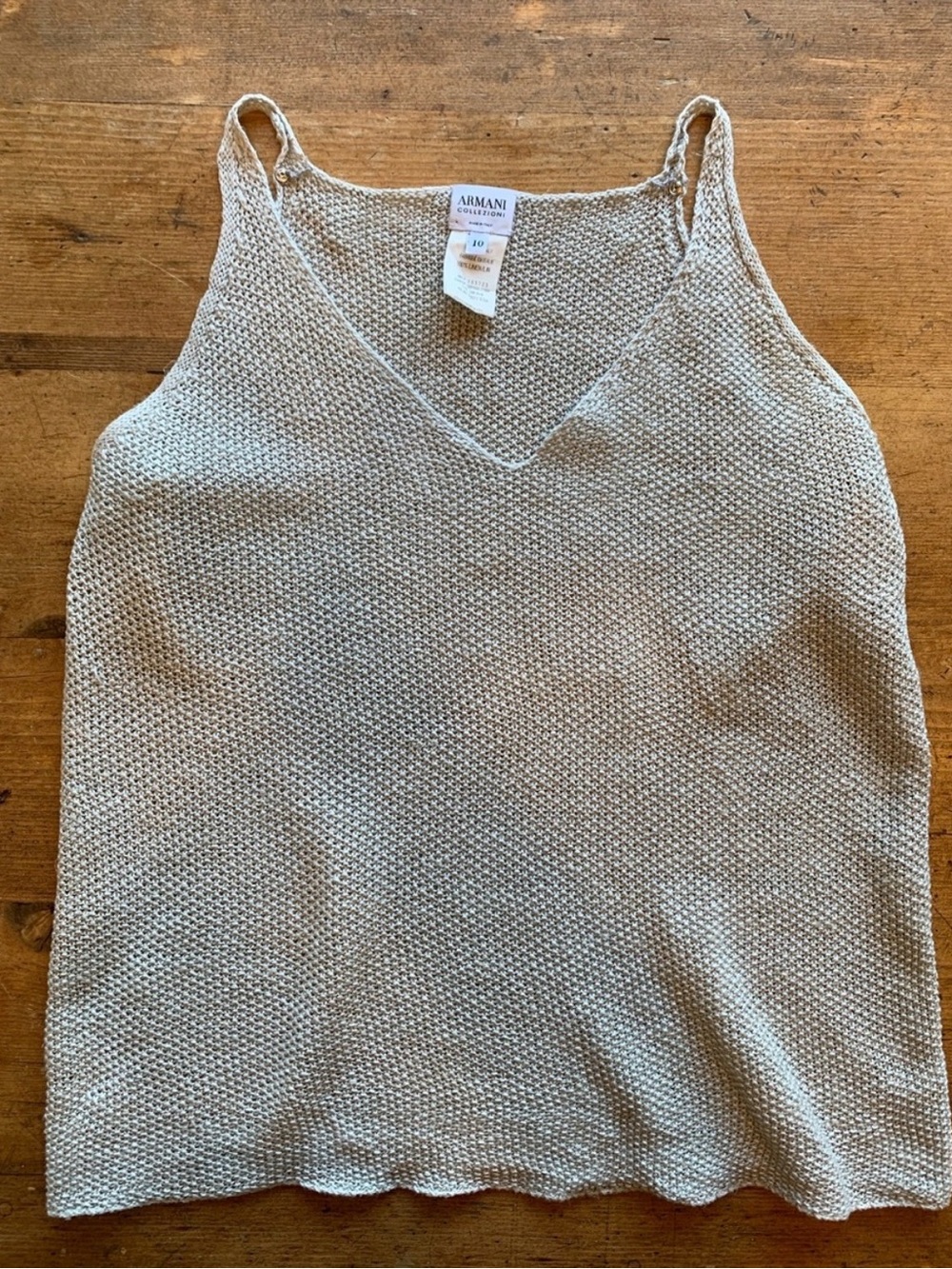 Armani Collezioni 100% Linen Knit Tank Top 10 Luxury Minimalist Costal Grandma - Picture 1 of 7